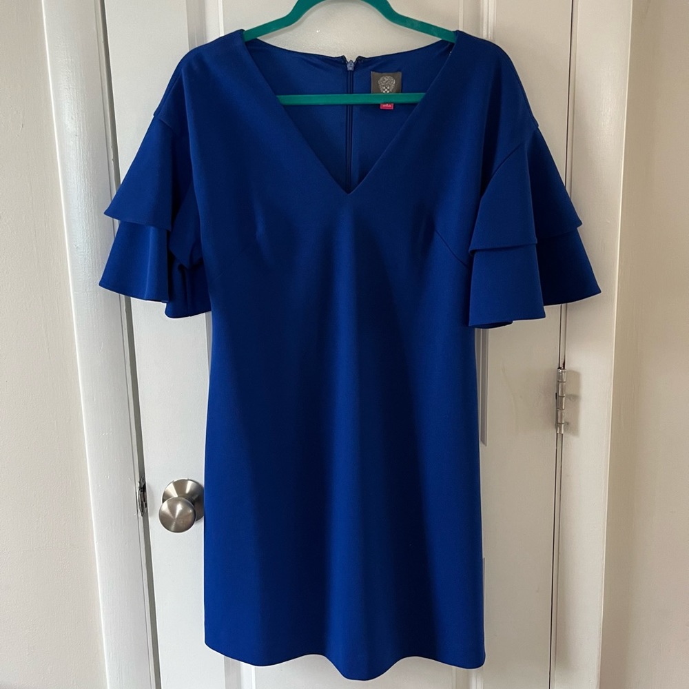 Vince Camuto blue flutter sleeve Sz4 NWOT